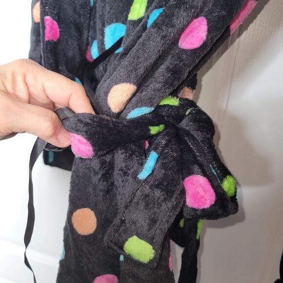 Body Candy Fun Polka Dot Luxe Plush Soft Sleepwear Robe Multicolor Size Large - Picture 6 of 6